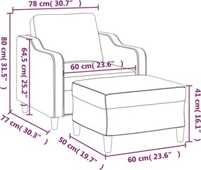 vidaXL Πολυθρόνα Σκούρο Γκρι 60 εκ. Υφασμάτινη με Υποπόδιο