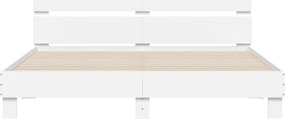 vidaXL Πλαίσιο Κρεβατιού με Κεφαλάρι/LED Λευκό 200 x 200 εκ.