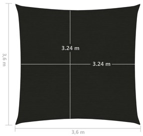 vidaXL Πανί Σκίασης Μαύρο 3,6 x 3,6 μ. από HDPE 160 γρ./μ²
