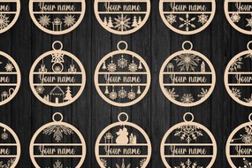 Σετ των 3 Intra απο ξύλο plywood 3mm-4mm πάχος Χριστουγεννιάτικο στολίδι Personalize Δίασταση 8x8 cm INTRAFABR-51981965