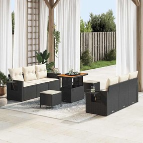 vidaXL Σετ Καναπέ Κήπου 9 pcs Μαύρο συνθετικό ρατάν