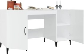 vidaXL Γραφείο Γυαλιστερό Λευκό 140x50x75 εκ. Επεξεργασμένο Ξύλο
