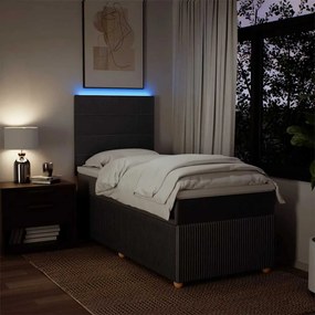 vidaXL Κρεβάτι Boxspring με Στρώμα Σκούρο Καφέ 100x200 εκ. Υφασμάτινο
