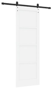 vidaXL Συρόμενη Πόρτα με Σετ Hardware Λευκή 73.5x211 εκ. Στερεό Ξύλο Πεύκος