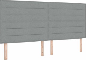 vidaXL Κρεβάτι box spring με στρώμα Ανοιχτό γκρι 200 x 200 cm Ύφασμα