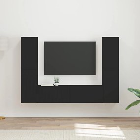 vidaXL Σετ επίπλου τηλεόρασης 6 pcs Μαύρο Επεξεργασμένο ξύλο