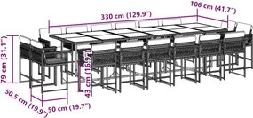 vidaXL Σετ Τραπεζαρίας Κήπου 17 τεμ Μαύρο από Συνθ. Ρατάν με Μαξιλάρια