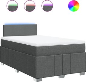 vidaXL Κρεβάτι Boxspring με Στρώμα Σκούρο Γκρι 120x200 εκ. Υφασμάτινο