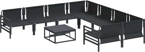 vidaXL Σετ Καναπέ Κήπου με μαξιλάρι 9 pcs Μαύρο Ατσάλι