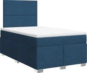 vidaXL Κρεβάτι Boxspring με Στρώμα Μπλε 120x190 εκ. Υφασμάτινο