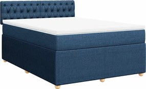 vidaXL Κρεβάτι Boxspring με Στρώμα Μπλε 140x200 εκ. Υφασμάτινο