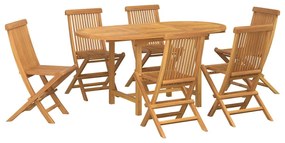 vidaXL Σέτ φαγητού για κήπο 7 pcs Καφέ Στερεό Ξύλο Τίκ