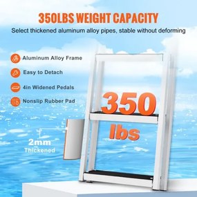 VEVOR bathing ladder boat ladder removable 5 steps 159kg load capacity 610x455x1825mm