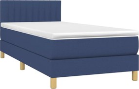 vidaXL Κρεβάτι Boxspring με Στρώμα Μπλε 100 x 200 εκ. Υφασμάτινο