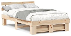 vidaXL Σκελετός Κρεβατιού Καφέ 140 x 190 cm Μασίφ ξύλο πεύκου