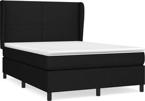 vidaXL Κρεβάτι Boxspring με Στρώμα Μαύρο 140x190 εκ. Υφασμάτινο