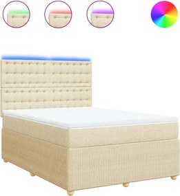 vidaXL Κρεβάτι Boxspring με Στρώμα Κρεμ 140x190 εκ. Υφασμάτινο