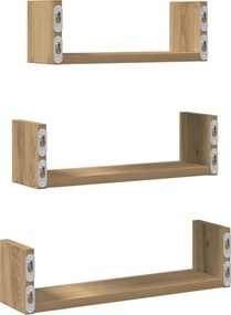 vidaXL Ράφια Τοίχου 3 τεμ. Αρτισιανή Δρυς Επεξεργασμένο Ξύλο
