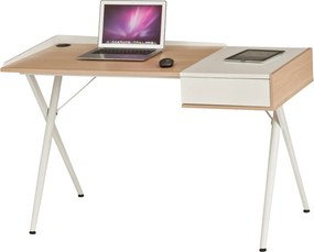 Γραφείο εργασίας σε χρώμα λευκό-δρυς 125x60x79