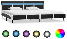 vidaXL Πλαίσιο Κρεβατιού με LED Γκρι 180 x 200 εκ. από Συνθετικό Δέρμα