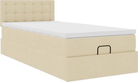 vidaXL Οθωμανικό κρεβάτι με στρώμα Cream 100x200cm ύφασμα