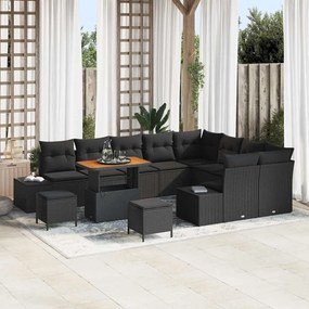 vidaXL Σετ Καναπέ Κήπου με μαξιλάρι 12 pcs Μαύρο Πολυ ράταν