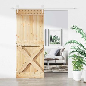 vidaXL Συρόμενη Πόρτα Φυσικό και Λευκό 85 x 210 cm