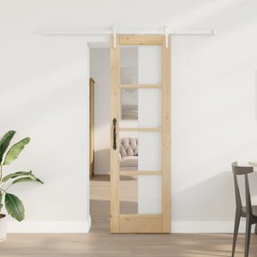 vidaXL Συρόμενη Πόρτα με Σετ Εξαρτημάτων 61x198.5 εκ Μασίφ Ξύλο Πεύκου