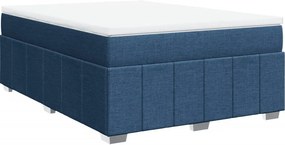 vidaXL Κρεβάτι Boxspring με Στρώμα Μπλε 160x200 εκ. Υφασμάτινο