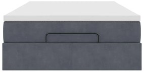 vidaXL Οθωμανικό κρεβάτι με στρώμα Σκούρο γκρι 120x200cm Velvet