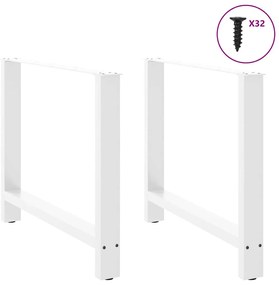 vidaXL Πόδια Τραπεζαρίας 2 τεμ. Λευκά 90x(72-73) εκ. Ατσάλι