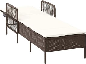 vidaXL Ξαπλώστρα Καφέ και Κρέμα Λευκό 55 x 200 x 92 εκ.