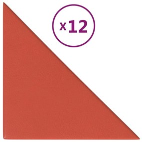vidaXL Πάνελ Τοίχου 12 τεμ. Κόκκινα 30x30 εκ. 0,54 μ² Συνθετικό Δέρμα