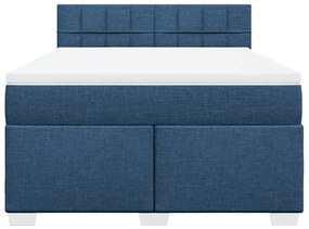 Κρεβάτι Boxspring με Στρώμα Μπλε 140x200 εκ. Υφασμάτινο - Μπλε