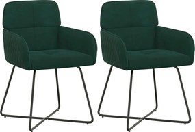 vidaXL Καρέκλες φαγητού 2 pcs Βελούδο Σκούρο Πράσινο