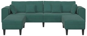 vidaXL Βελούδινος καναπές 3 pcs Σκούρο Πράσινο 208 εκ. Βελούδο