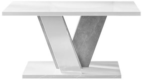 Τραπεζάκι σαλονιού Goodyear 128, Γυαλιστερό λευκό, Γκρι, 60x70x110cm, 32 kg, Πλαστικοποιημένη μοριοσανίδα, Γωνιακό | Epipla1.gr