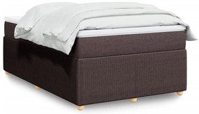 vidaXL Κρεβάτι Boxspring με Στρώμα Σκούρο Καφέ 120x200 εκ. Υφασμάτινο