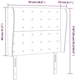 Κεφαλάρι με Πτερύγια Μαύρο 93 x 23 x 118/128 εκ. Βελούδινο - Μαύρο