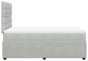 vidaXL Κρεβάτι Boxspring με Στρώμα Ανοιχτό Γκρι 120x190 εκ. Βελούδινο