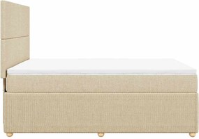 vidaXL Κρεβάτι Boxspring με Στρώμα Κρεμ 140x200 εκ. Υφασμάτινο