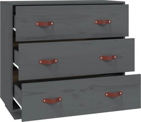 vidaXL Ντουλάπι Γκρι 80x40x75 εκ. από Μασίφ Ξύλο Πεύκου