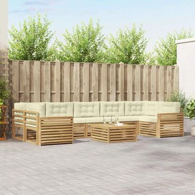 vidaXL Σειρά Καναπέ Εξωτερικού 8 pcs Λευκό και Κρεμ