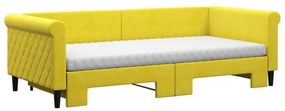 vidaXL Καναπές Κρεβάτι Συρόμενος Κίτρινο 90x200εκ. Βελούδινος Στρώματα