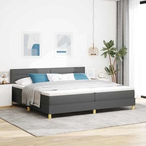 vidaXL LED Κρεβάτι με βάθρο Σκούρο Γκρι 200 x 200 cm ύφασμα