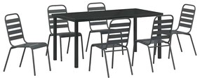 vidaXL Σέτ φαγητού για κήπο 7 pcs Σκούρο γκρι Ατσάλι