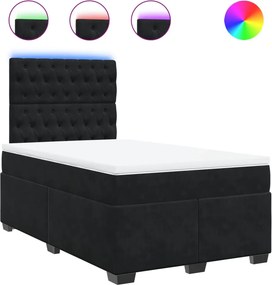 vidaXL Κρεβάτι Boxspring με Στρώμα Μαύρο 120x190 εκ. Βελούδινο
