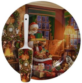Χριστουγεννιάτικη Πιατέλα Με Σπάτουλα Santa (Σετ 2Τμχ) 372-223-096 27cm Multi