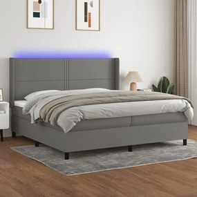 ΚΡΕΒΑΤΙ BOXSPRING ΜΕ ΣΤΡΩΜΑ &amp; LED ΣΚ.ΓΚΡΙ 200X200ΕΚ. ΥΦΑΣΜΑΤΙΝΟ 3138262