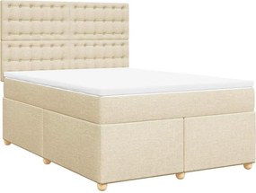 vidaXL Κρεβάτι Boxspring με Στρώμα Κρεμ 140x190 εκ. Υφασμάτινο